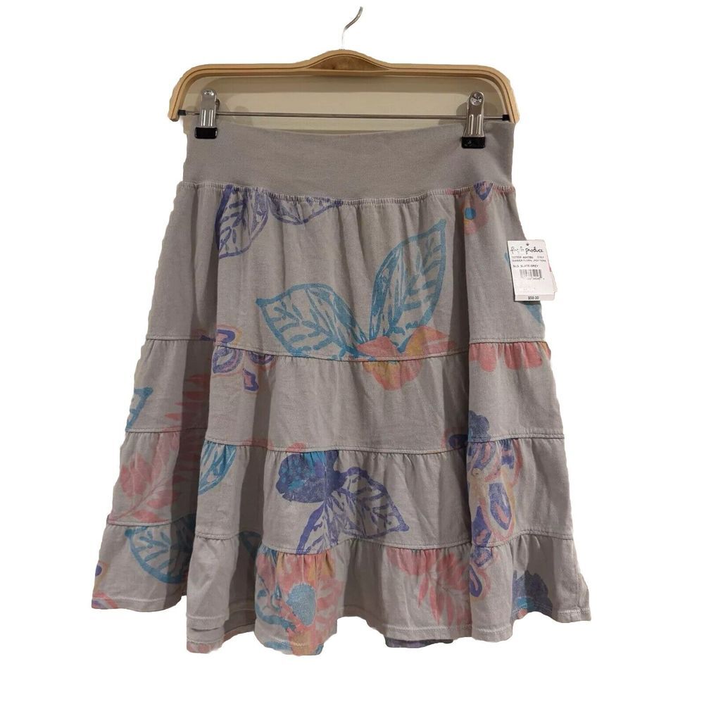 NWT FRESH PRODUCE Cotton Gray Skirt Medium